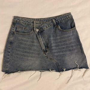 Distressed Denim Mini Skirt